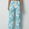 Clothing Azzlee Pants | Leaves Casual Pants With Buttons Aqua Palm