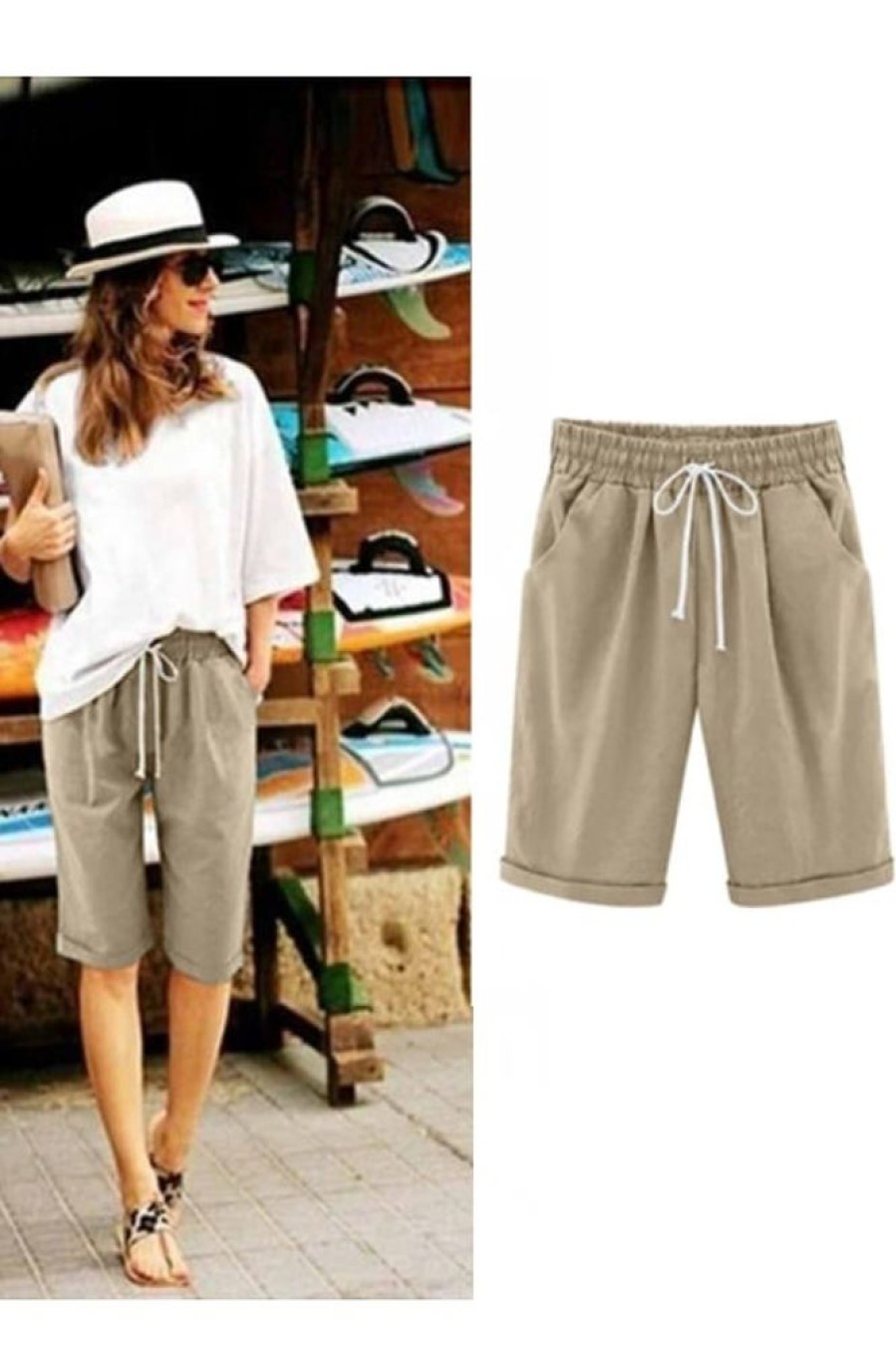 Clothing Azzlee Shorts | Solid Holiday Loose Shorts With Pockets