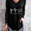 Clothing Azzlee Sweatshirt & Hoodies | Casual Graphic Tops V-Neck Long Sleeve Character Printed Sweatshirts Black