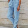 Clothing Azzlee Pants | Casual Solid Buttoned Pants Blue