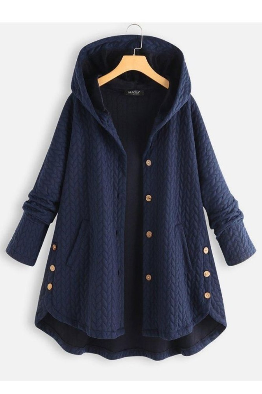 Clothing Azzlee Coats | Vintage Solid Casual Tops Long Sleeve Hooded Coat