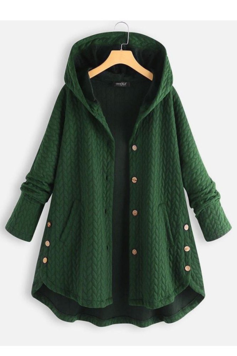 Clothing Azzlee Coats | Vintage Solid Casual Tops Long Sleeve Hooded Coat