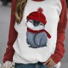 Clothing Azzlee Sweatshirt & Hoodies | Women Penguin Printed Sweatshirt Red