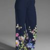 Clothing Azzlee Pants | Casual Floral Printed Pants Dark Blue