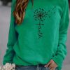 Clothing Azzlee Sweatshirt & Hoodies | Casual Graphic Tops Round Neck Long Sleeve Floral Printed Sweatshirts Green