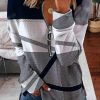 Clothing Azzlee Sweatshirt & Hoodies | Casual Tops V-Neck Long Sleeve Patchwork Printed Sweatshirts Gray