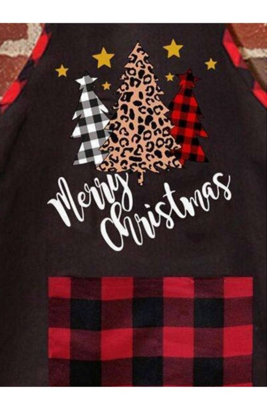 Clothing Azzlee | Women'S Christmas Plaid Apron Black