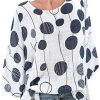 Clothing Azzlee Blouse & Shirts | Casual Round Neck Polka Dot Print Casual Elegant 3/4 Sleeve Blouse