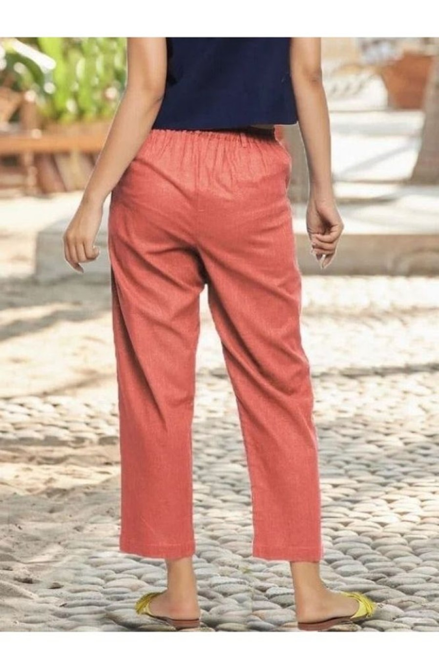 Clothing Azzlee Pants | Elastic Waist Casual Solid Pants Brick Red