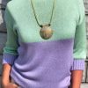 Clothing Azzlee Sweater & Cardigans | Casual Long Sleeve Round Neck Splicing Sweater Multi