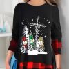 Clothing Azzlee Sweatshirt & Hoodies | Casual Round Neck Snowman Printed Long Sleeve Sweatshirts Black