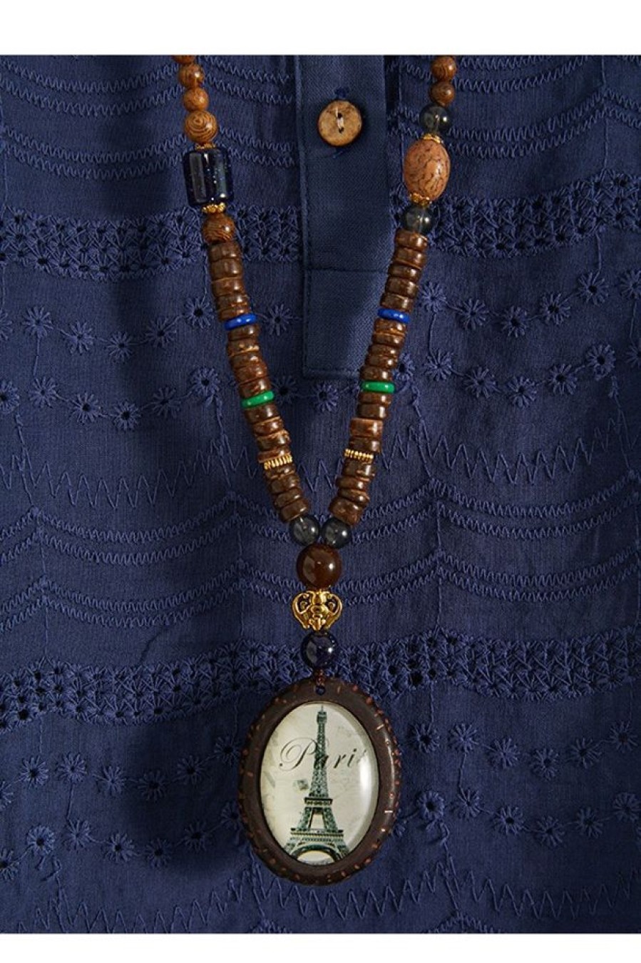 Clothing Azzlee | Vintage Handmade Wood Buddha Beads Long Necklace 6