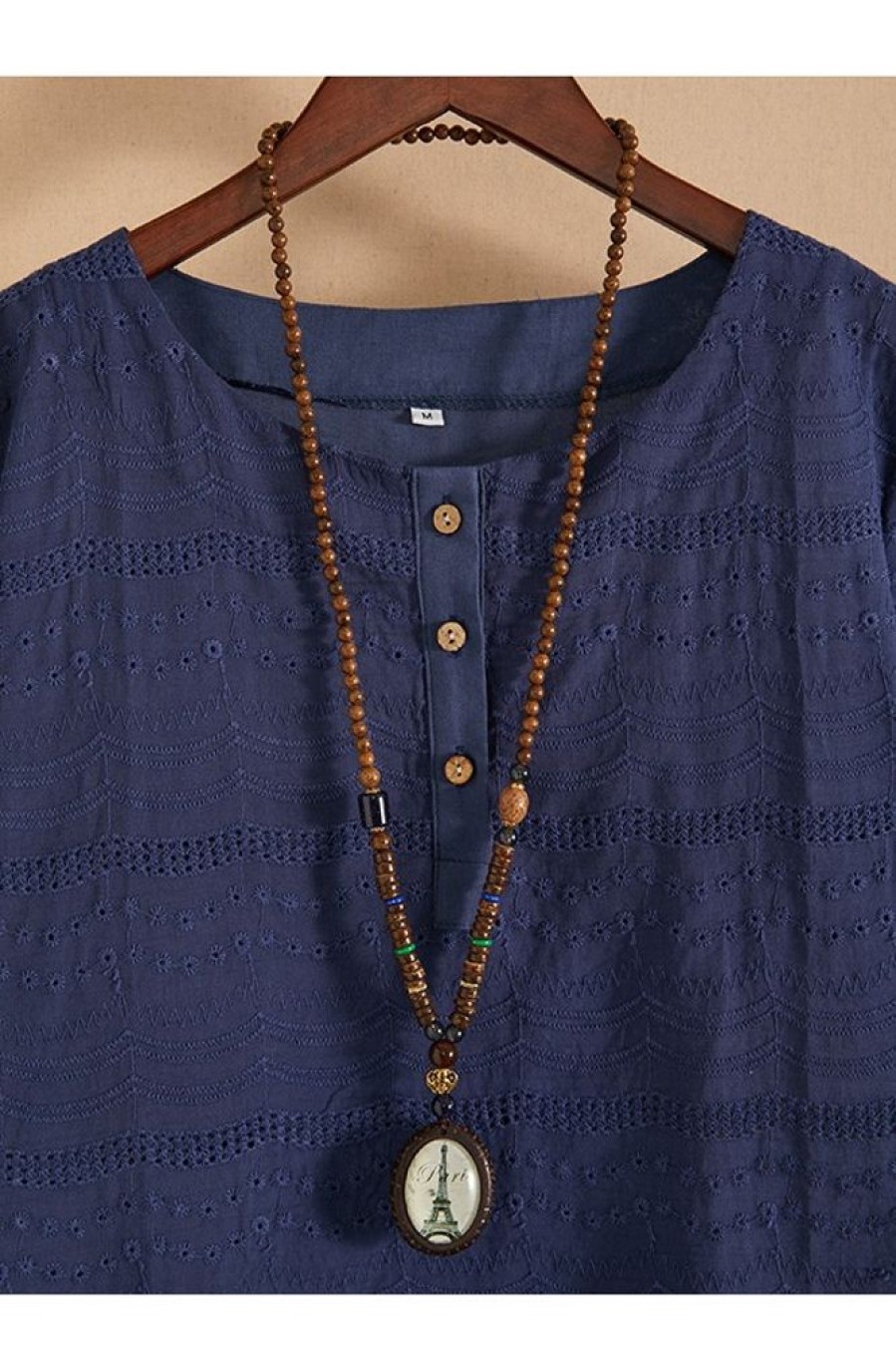 Clothing Azzlee | Vintage Handmade Wood Buddha Beads Long Necklace 6