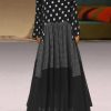 Clothing Azzlee Maxi Dresses | Round Neck Polka Dot Printed Patchwork Casual Holiday Long Sleeve Maxi Dress