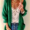 Clothing Azzlee Sweater & Cardigans | Casual Plain Long Sleeve Sweater Cardigan Green