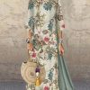 Clothing Azzlee Maxi Dresses | Vintage Half Sleeve Round Neck Floral Printed Casual Maxi Dress