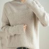 Clothing Azzlee Sweater & Cardigans | Chevron High Neck Long Sleeve Sweater Apricot