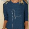 Clothing Azzlee Sweatshirt & Hoodies | Solid Cat Printed Long Sleeve Round Neck Casual Blouse