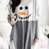 Clothing Azzlee Sweatshirt & Hoodies | Casual Graphic Tops Round Neck Long Sleeve Smiley Printed Sweatshirts With Pockets Gray