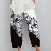 Clothing Azzlee Pants | Casual Floral Printed Pants With Pockets Black