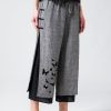 Clothing Azzlee Pants | Butterfly Print Sashes Buttons Casual Pants Black