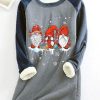 Clothing Azzlee Sweatshirt & Hoodies | Casual Graphic Tops Round Neck Long Sleeve Santa Claus Printed Xmas Sweatshirts Blue