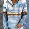 Clothing Azzlee Sweatshirt & Hoodies | Abstract Graphic Print Casual Shift Hoodie Sweatshirt Blue