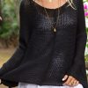 Clothing Azzlee Sweater & Cardigans | Casual Round Neck Long Sleeve Hollow Out Sweater Black