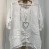 Clothing Azzlee Blouse & Shirts | Plus Size Drawstring Bottom Solid T-Shirt White