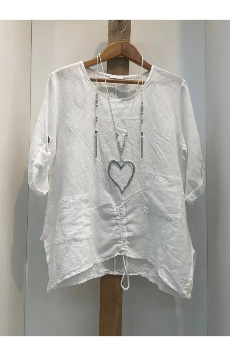 Clothing Azzlee Blouse & Shirts | Plus Size Drawstring Bottom Solid T-Shirt White