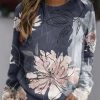 Clothing Azzlee Sweatshirt & Hoodies | Casual Graphic Tops Round Neck Floral Printed Long Sleeve Sweatshirts Multicolor