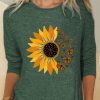 Clothing Azzlee Sweatshirt & Hoodies | Casual Round Neck Floral Printed Long Sleeve Sweatshirts Green