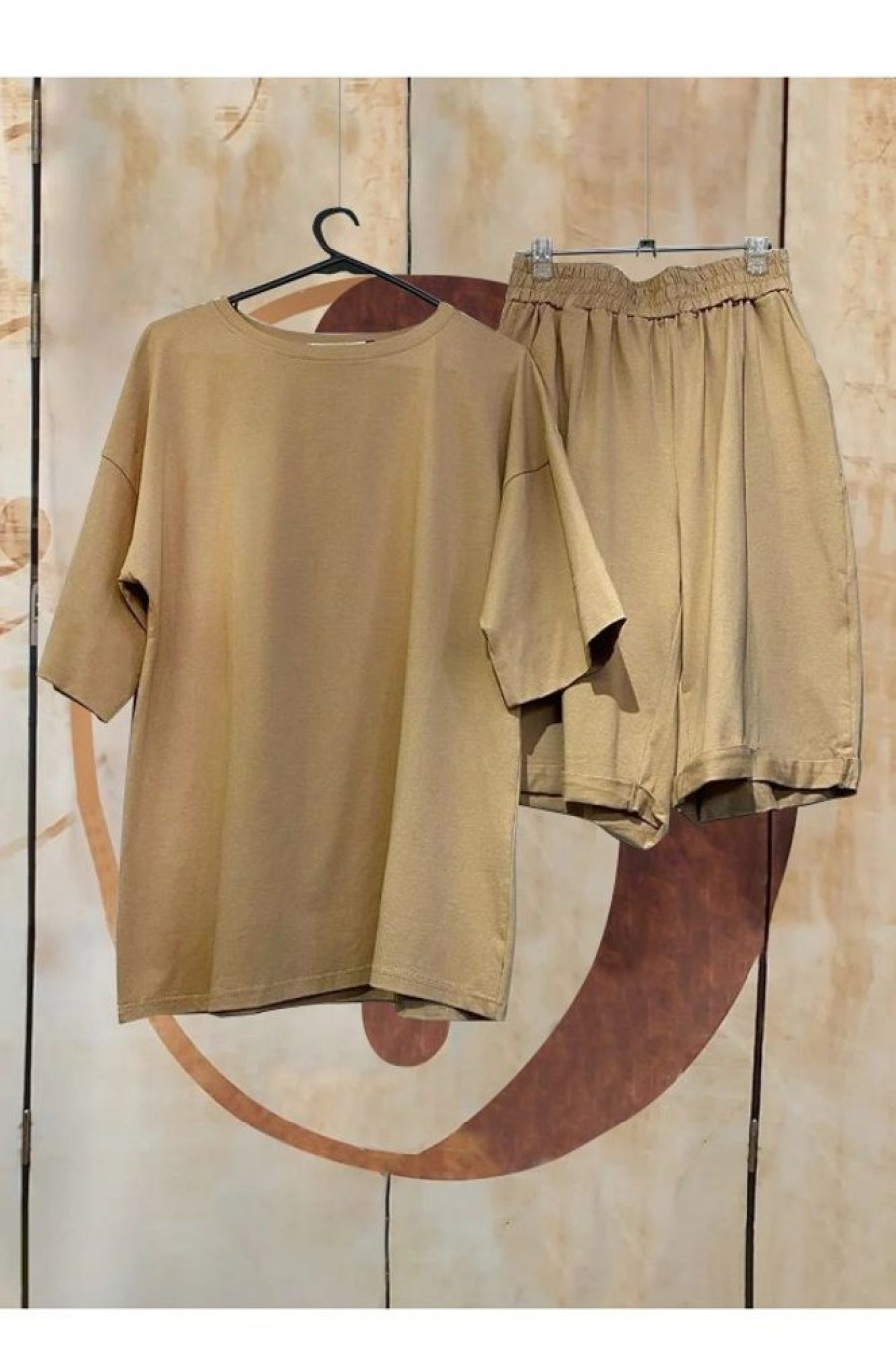 Clothing Azzlee | Casual Two Piece Set Khaki