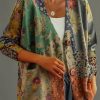 Clothing Azzlee Sweater & Cardigans | V Neck Casual Long Sleeve Floral Print Sweater Cardigan Green