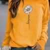 Clothing Azzlee Sweatshirt & Hoodies | Casual Graphic Tops Round Neck Long Sleeve Floral Printed Sweatshirts Yellow