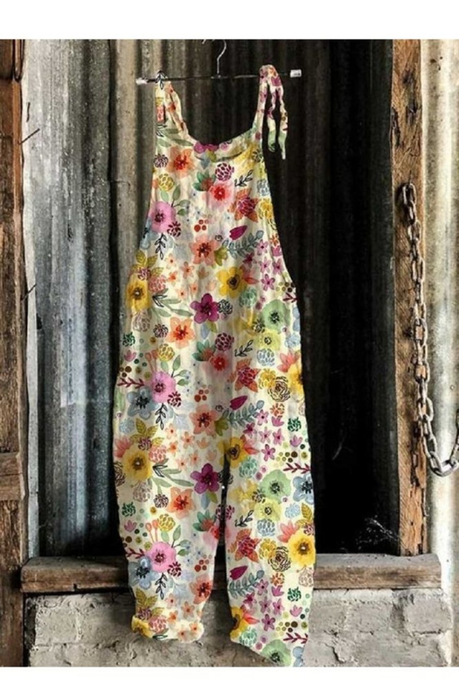 Clothing Azzlee | Casual Floral Printed Sleeveless Summer Jumpsuit As Picture