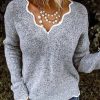 Clothing Azzlee Sweater & Cardigans | Casual Tops Long Sleeve V-Neck Solid Color Sweater