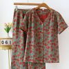 Clothing Azzlee | Plum Flower V-Neck Cotton Loungewear Set Green