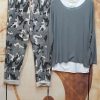 Clothing Azzlee | Casual Round Neck Solid Long Sleeve Two Piece Sets Grey