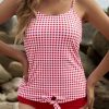 Clothing Azzlee Tankini | Tie Front Blouson Tankini Set Pink