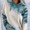 Clothing Azzlee Sweatshirt & Hoodies | Casual Tops Long Sleeve Patchwork Printed Hoodies Blue