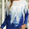 Clothing Azzlee Sweatshirt & Hoodies | Landscape Print Casual Round Neck Long Sleeve Sweatshirt White