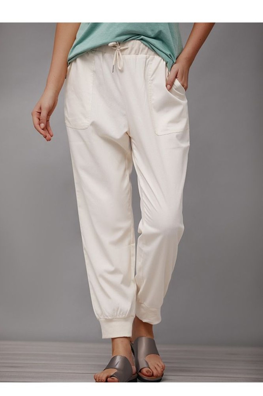 Clothing Azzlee Pants | Solid Sashes With Pockets Casual Skinny Pants Beige