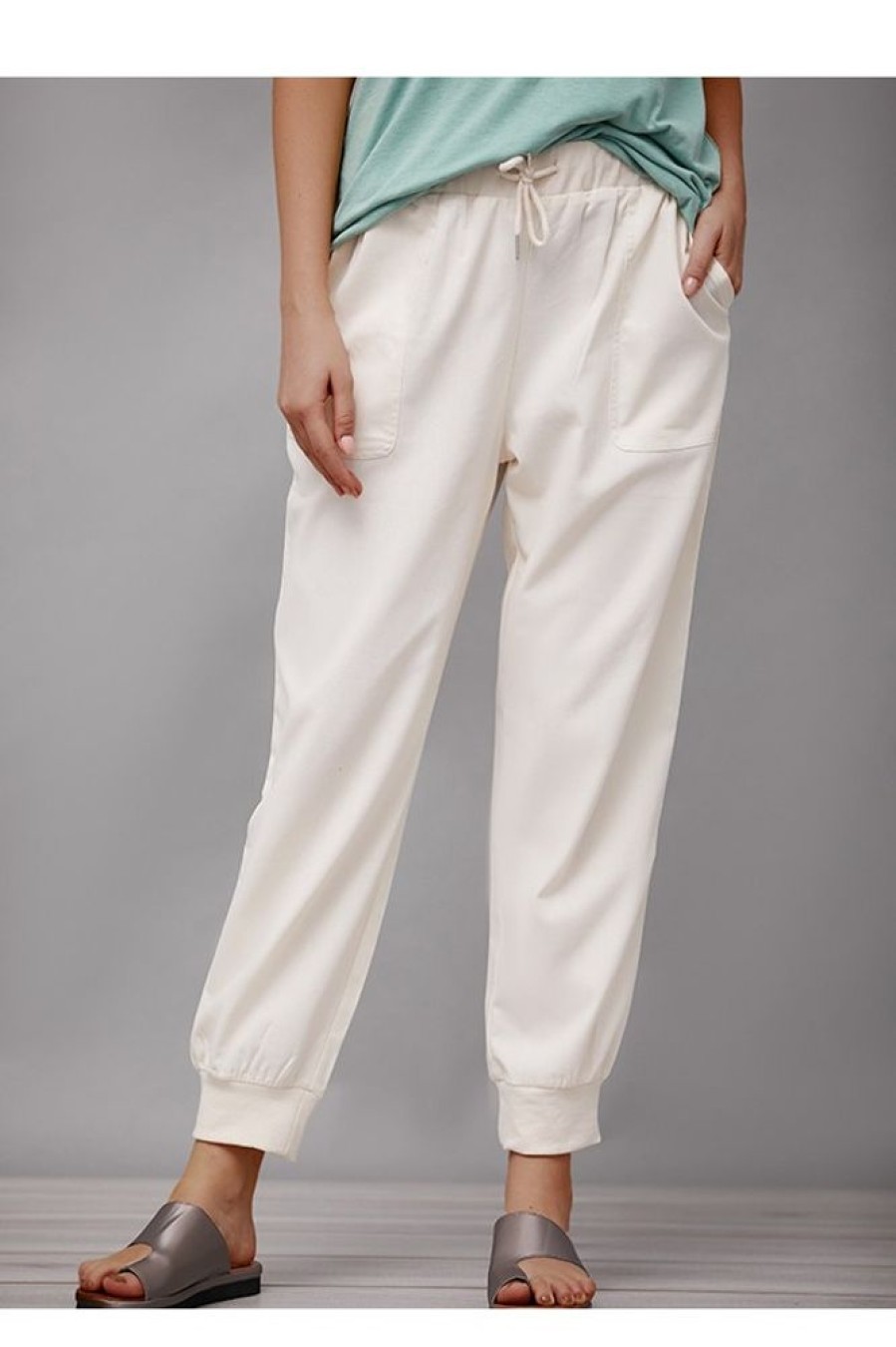 Clothing Azzlee Pants | Solid Sashes With Pockets Casual Skinny Pants Beige