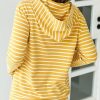 Clothing Azzlee Sweatshirt & Hoodies | Stripe Half Zip Hoodie Sweatshirt Mustard