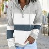 Clothing Azzlee Sweatshirt & Hoodies | Casual Color Block Daily Long Sleeve Hoodie Multicolor