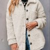 Clothing Azzlee Jackets | Casual Stand Collar Solid Long Sleeve Jacket Creme Light