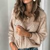 Clothing Azzlee Sweater & Cardigans | Solid Casual Round Neck Long Sleeve Sweater