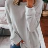 Clothing Azzlee Sweatshirt & Hoodies | Solid Long Sleeve Loose Fit Crew Neck Sweatshirt Gray