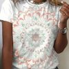 Clothing Azzlee T-Shirts | Casual Graphic Tops Round Neck Short Sleeve Mandala Floral Printed Blouse Multicolor